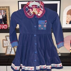 Wildflowers Navy Dress with Red and White Details